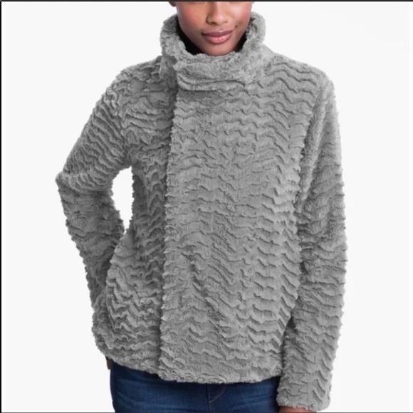 Patagonia Pelage Faux Fur Gray Jacket large soft asymmetrical full zip cozy chic - Picture 5 of 5